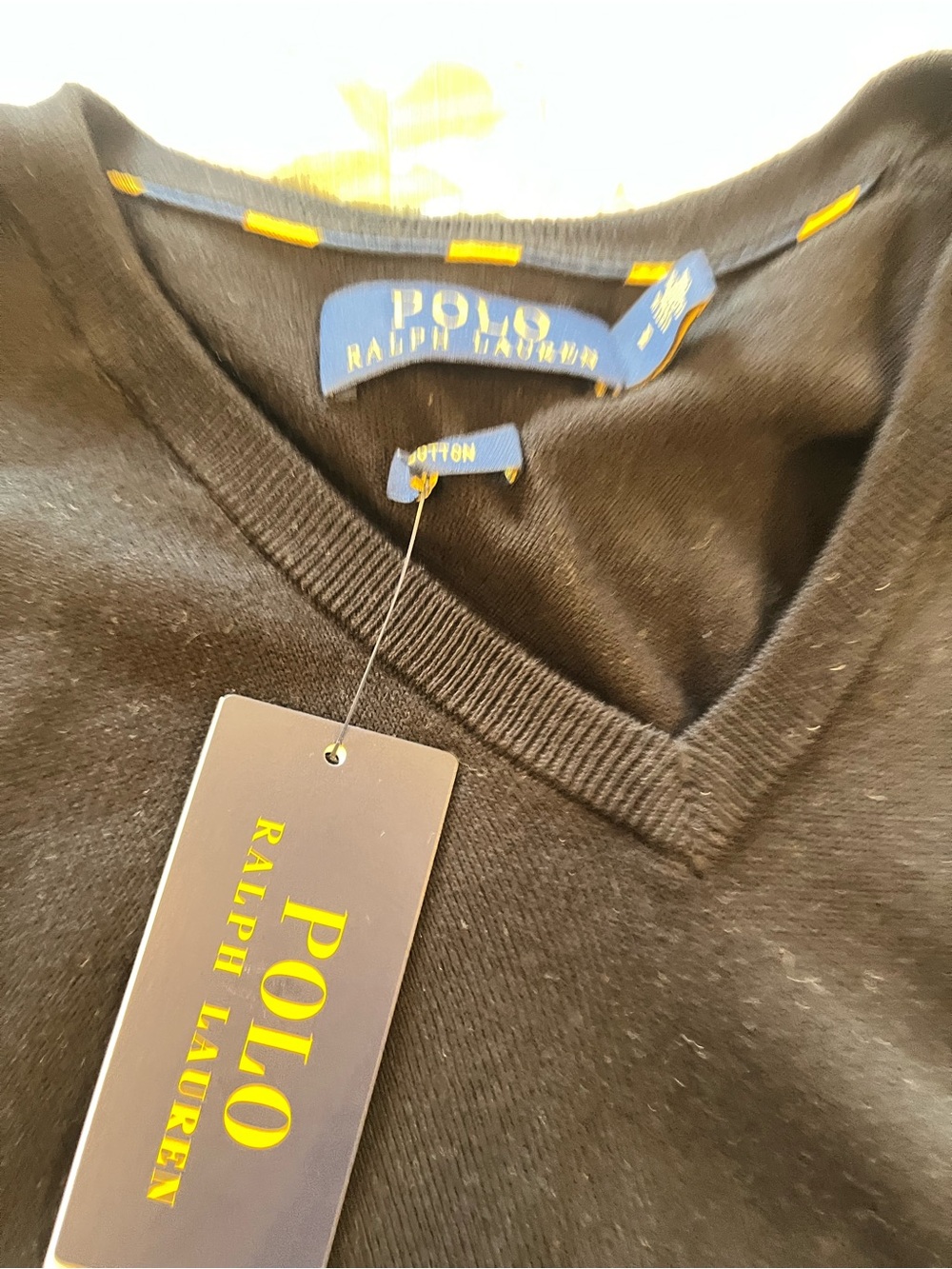 Two Polo Ralph Lauren V-Neck Sweater - Black & one blue for one price. Size M